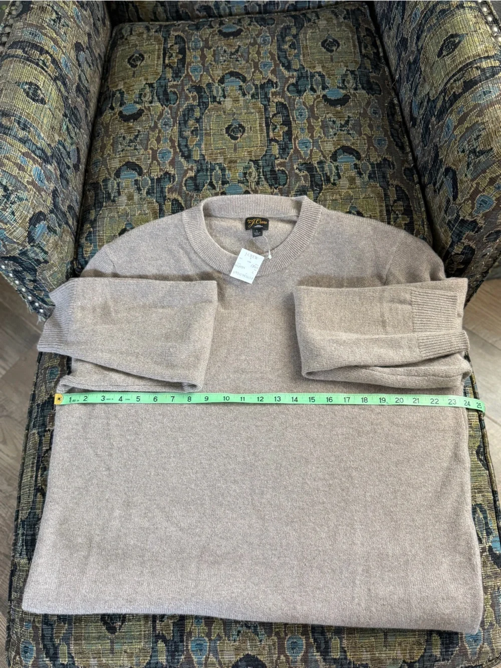 J.Crew 100% Cashmere Crewneck Sweater Taupe Oatmeal Large CB520
